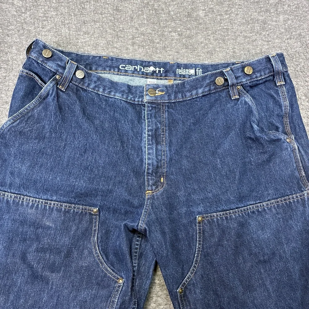 Carhartt Logger Jeans 42x32 Denim Double Knee Work Pants‎ Rare Distressed